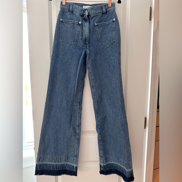 JW Anderson Flared Logo Embroidered Jeans - Blue - Picture 3 of 6